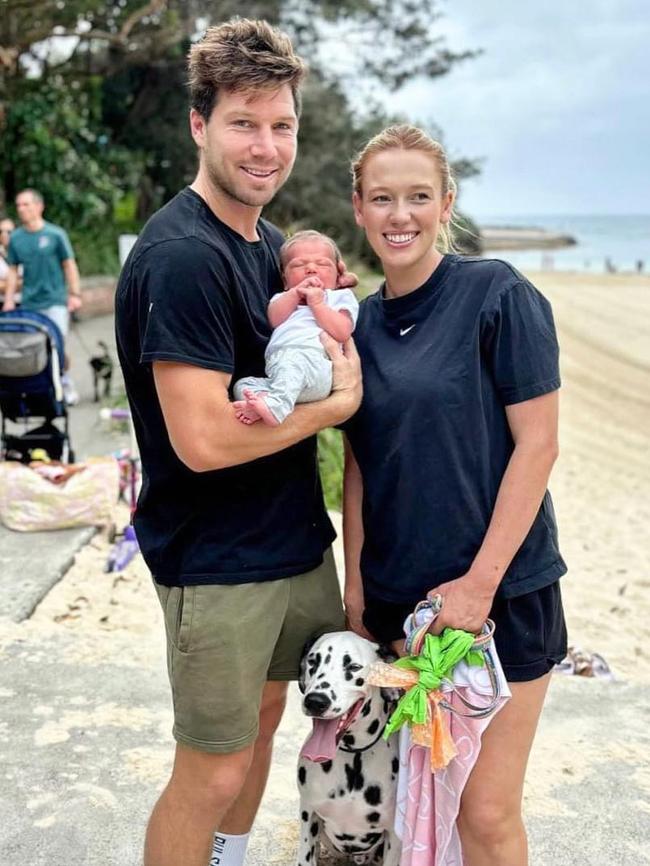 Toby Greene and Georgia Stirton with their baby girl Isla. Pic: GWS Giants