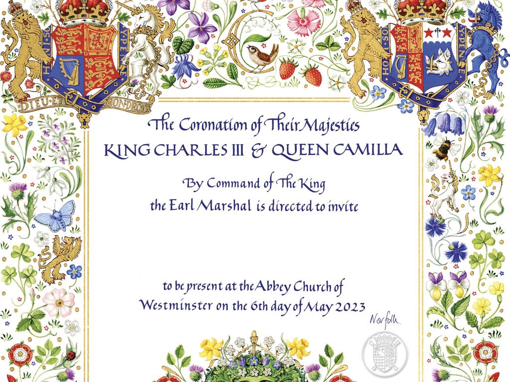 The official coronation invitations are printed on recycled paper.