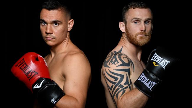 Tim Tszyu and Dennis Hogan wil fight in Newcastle next week. Picture: NCA NewsWire/Joel Carrett