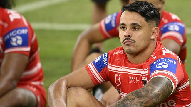 Jayden Sullivan dejected after the match. Photo by Ian Hitchcock/Getty Images