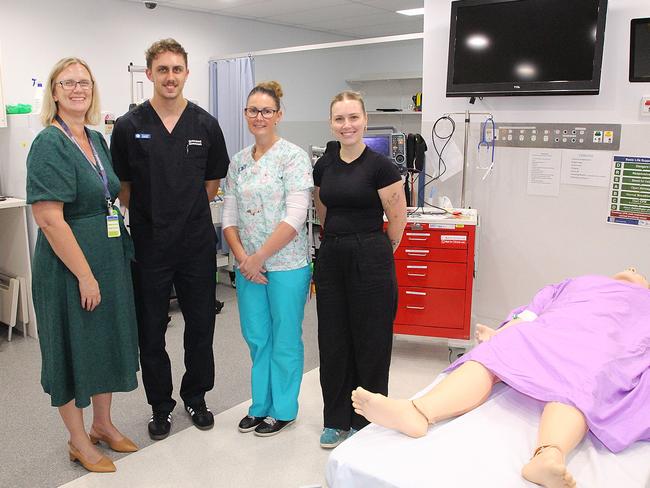 Harvey, Rebecca and Nyah are three of the newest nursing graduates in Central Queensland. Supplied: CQHHS