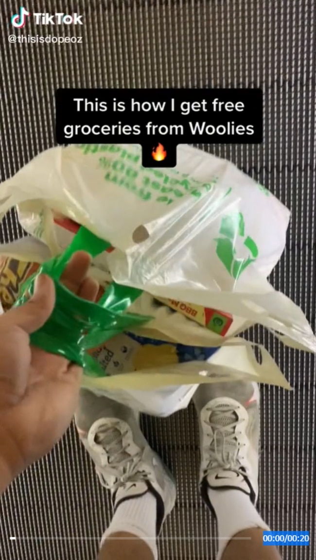 A Woolworths customer revealed how he scored ‘free’ groceries. Picture: TikTok/thisisdopeoz