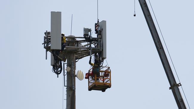 Australia’s mobile phone networks are experiencing huge demand caused by long waits for Centrelink’s call centre and more people working from home. Picture: BRENDAN RADKE.