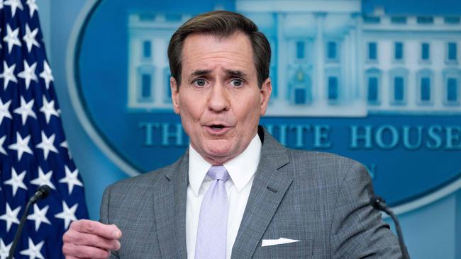 US National Security Council spokesman John Kirby briefs the press at the White House on Monday. Picture: AFP