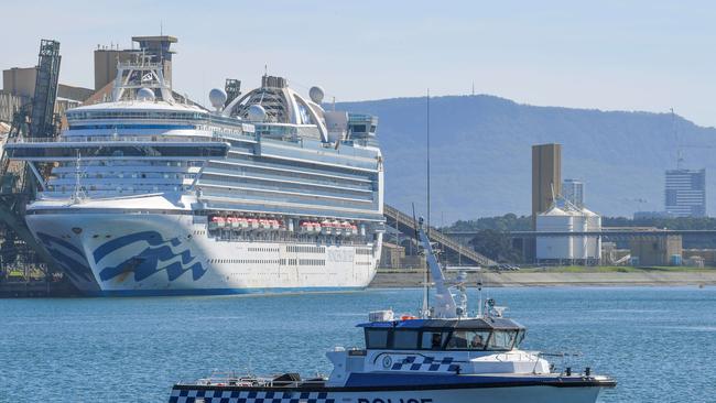 The ill-fated Ruby Princess ship is now berthed at Port Kembla. Picture: Simon Bullard