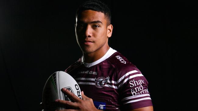 Manly prodigy Albert Hopoate is tipped to make his NRL debut this weekend. Picture: Gregg Porteous/NRL Photos