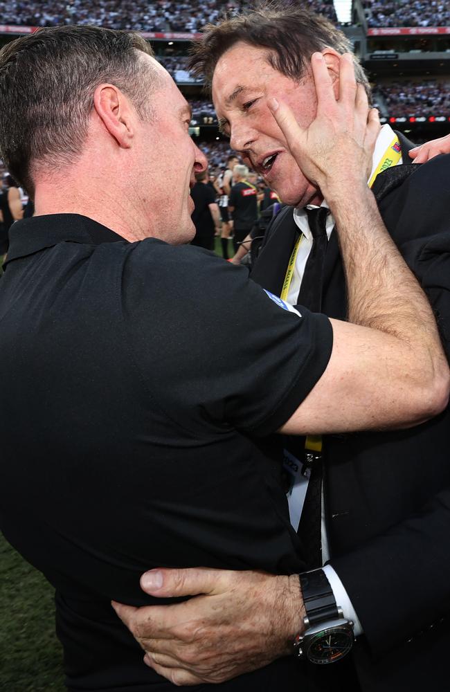 Browne with senior coach Craig McRae. Picture: Michael Klein