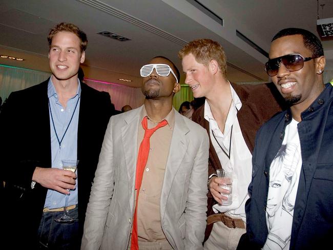 William and Harry partied with Kanye West and Diddy at the after-concert party at Wembley Stadium. Picture: Pool Photograph/Corbis/Corbis via Getty Images