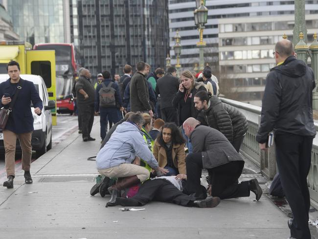 Up to 20 people were seriously injured on Westminster Bridge. Picture: Reuters/Toby Melville