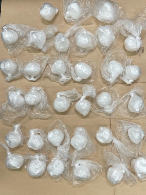 The 33 bags each allegedly containing an ounce of ice seized during Campbell’s arrest.