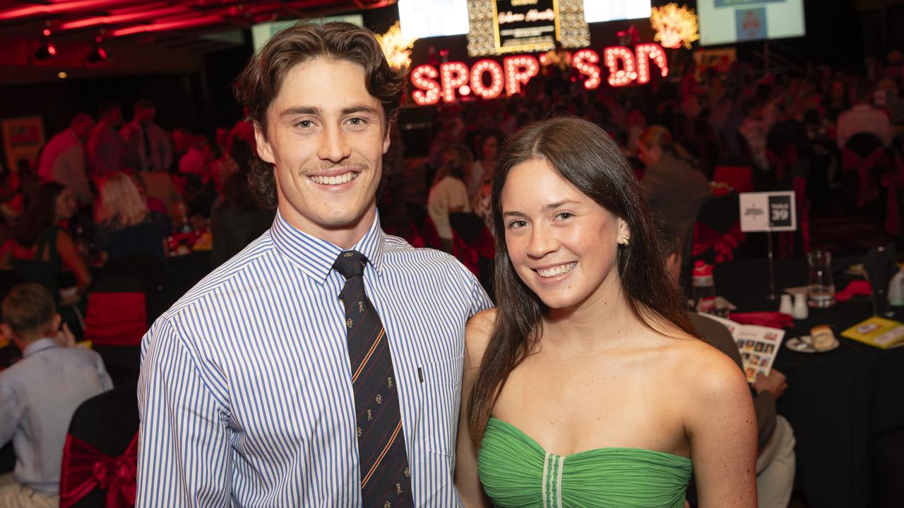 April Senior Sports Star Edward Rogan with Aimee Young at the Sports Darling Downs presentation dinner at Rumours International, Saturday, February 1, 2025. Picture: Kevin Farmer