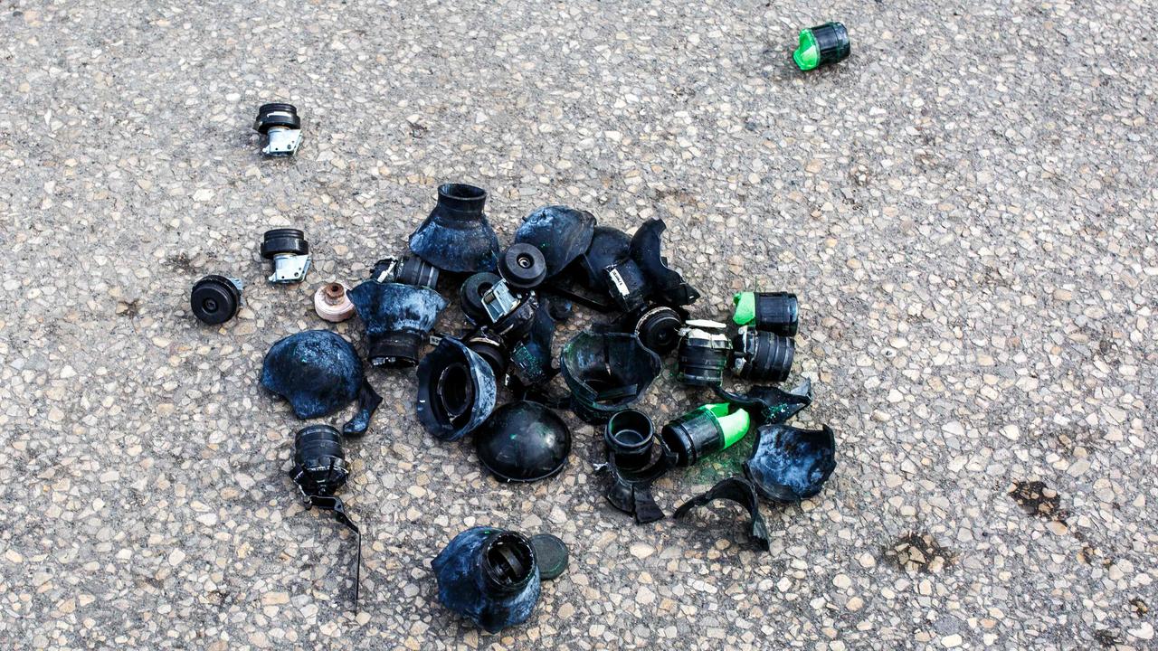 Rubber bullets and tear gas capsules on the ground during a demonstration. Picture: Kerem Yucel/AFP