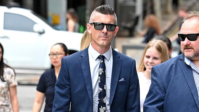 Lee Lovell, husband of murdered North Lakes mum Emma Lovell, walking into Brisbane Supreme Court. Picture: NewsWire / John Gass.