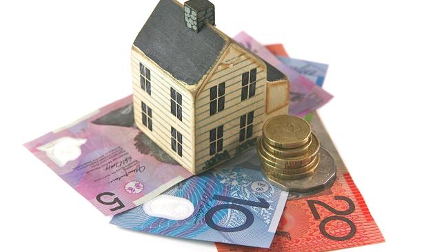 Home loan with dollars and coins from Australia. housing, Australian money, generic property