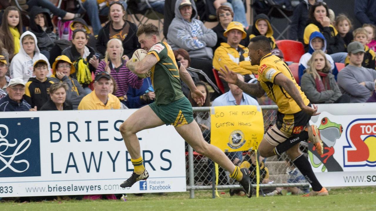 Joel Koina and Steve Franciscus TRL grand final, Wattles vs Gatton. Sunday, Sep 07, 2014. Photo Nev Madsen / The Chronicle