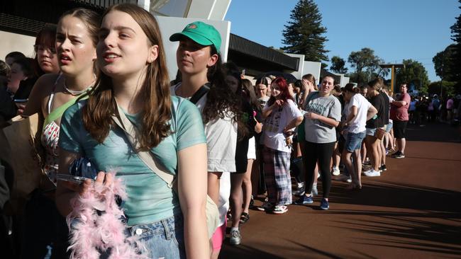 Fans lined up from early morning in an attempt to get a good position for Styles’ Perth concert. Picture: Philip Gostelow