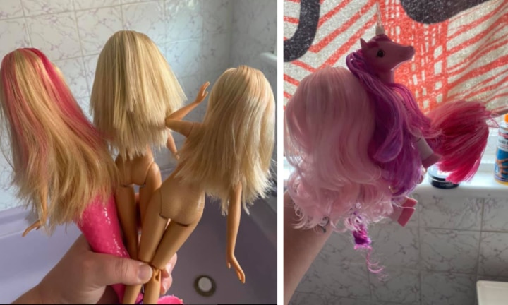 How to untangle Barbie hair: Mum uses water and fabric softener for matted doll  hair | Kidspot
