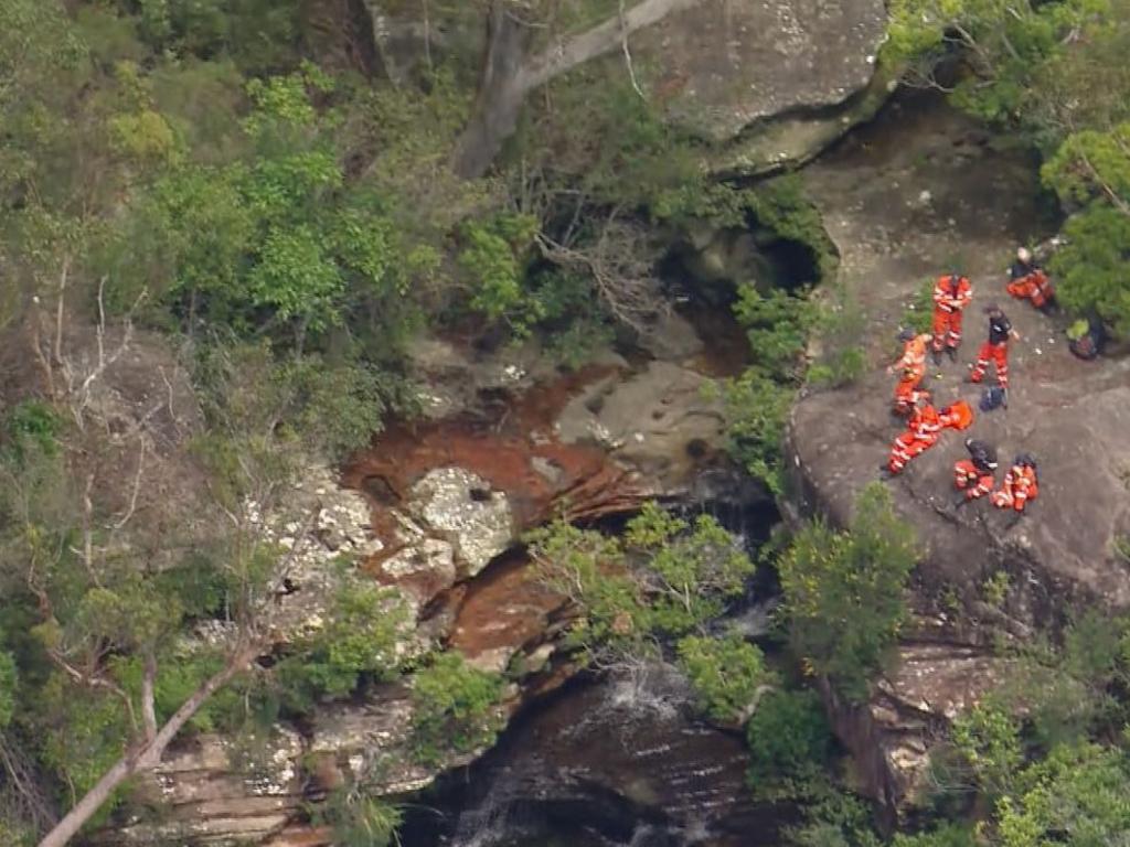 Specialist Operations Paramedics reached him on the walking track before deciding it would be safer to winch him out. Picture: 9 News