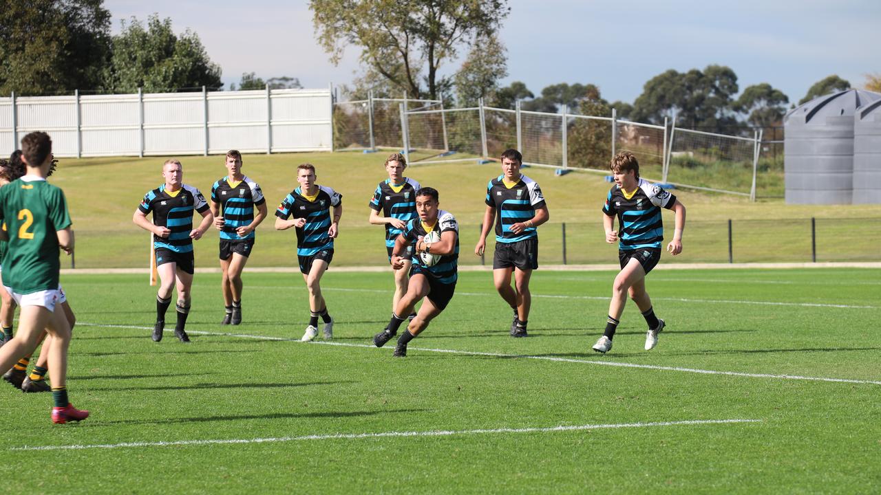 All Saints college on the attack. Picture: Steve Montgomery