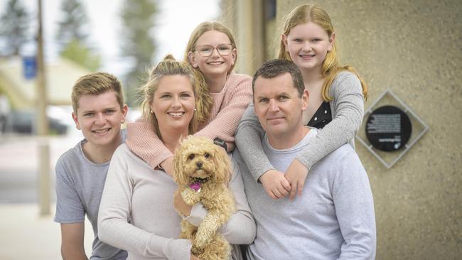 Rachel and Jeff Mews with Rylan, Jolie and Madison. Picture: Roy Van Der Vegt