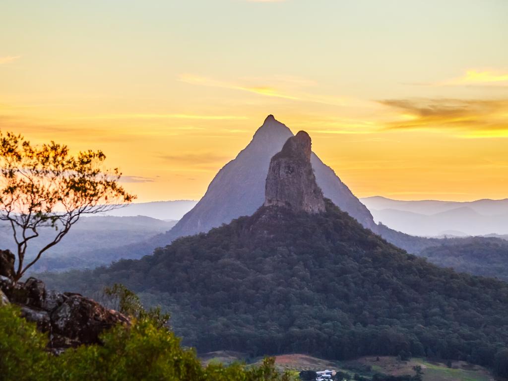 The Glass House Mountains on Queensland’s Sunshine Coast. Picture: Getty