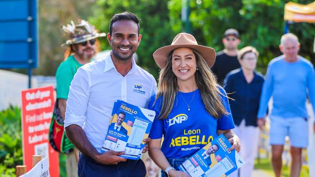 LNP McPherson candidate Leon Rebello with State MP for Currumbin Laura Gerber at Tugun Village Community Centre. Picture: Nigel Hallett