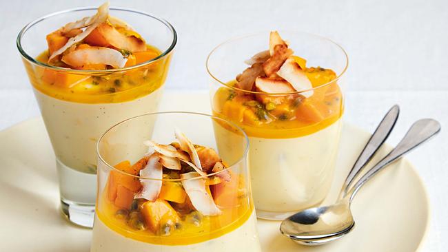 White chocolate and passionfruit parfaits. Picture: Louise Hagger.