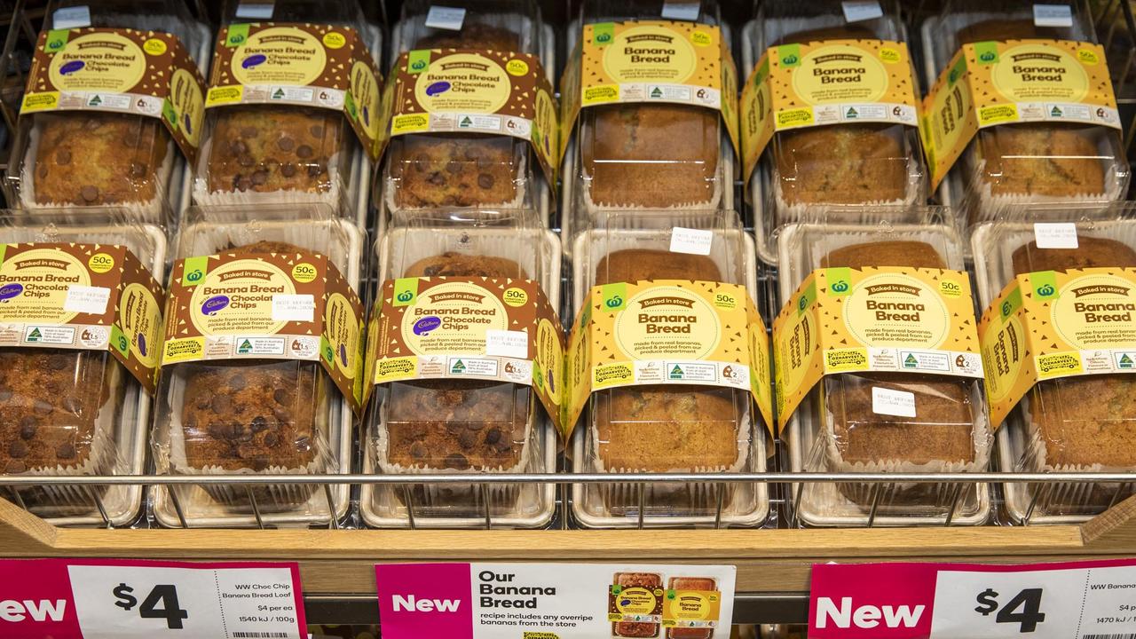 Woolies’ new banana bread will be made in store from the bananas picky customers reject. Picture: Dallas Kilponen