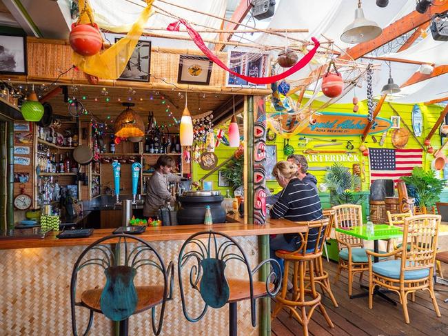 Tiki-bar decor at the Quarterdeck in Narooma.