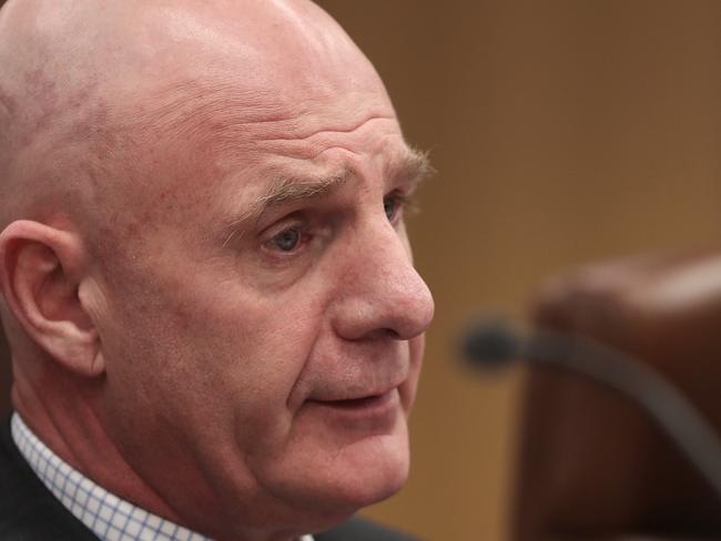 Treasurer Peter Gutwein speaking during estimate hearings at Parliament House. Picture: LUKE BOWDEN