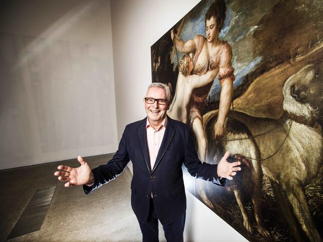 Chris Saines with image of Titian's 'Venus and Adonis' at 'European Masterpieces from The Metropolitan Museum of Art, New York'. Picture: NIGEL HALLETT