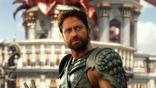 This image released by Lionsgate shows Gerard Butler portraying Set in a scene from "Gods of Egypt." (Lionsgate via AP)