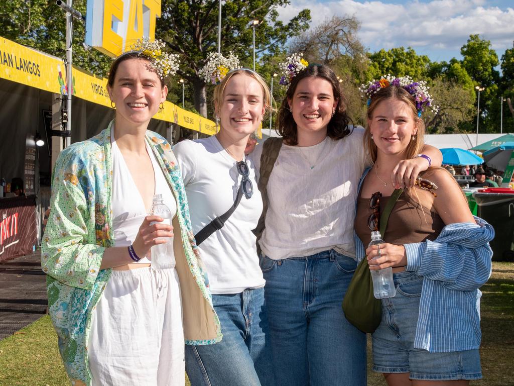 April Hensley (left), Sophie Bates, Caitlin Dorrough and Sophie Wright at the Toowoomba Carnival of Flowers Festival of Food and Wine, Sunday, September 15, 2024. Picture: Bev Lacey