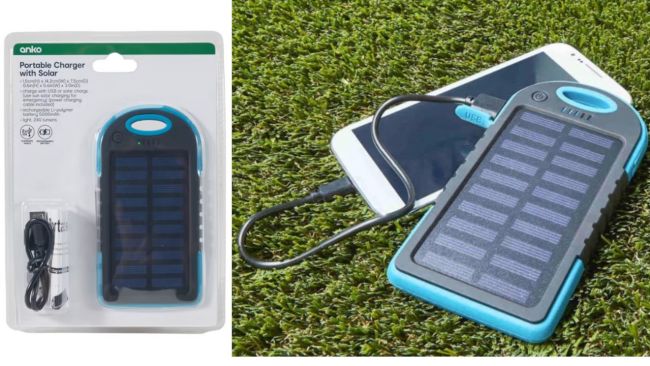 The solar charger has been hailed as a game changer for parents and a camping must-have. Image: Kmart