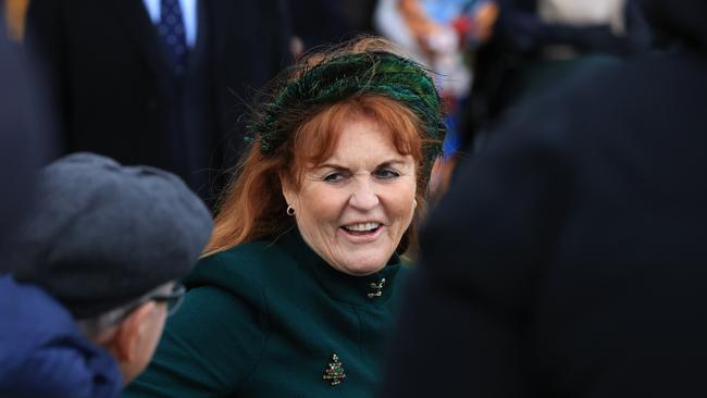 Sarah Ferguson, Duchess of York attended the Christmas morning service at Sandringham Church with Prince Andrew. Photo by Stephen Pond/Getty Images.