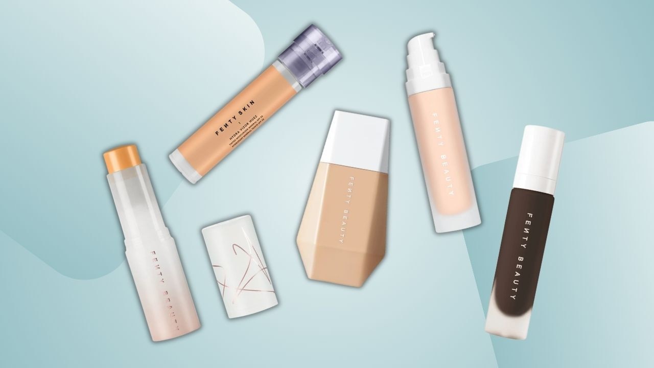 The news.com.au checkout team tries the line-up of Fenty Beauty foundations.