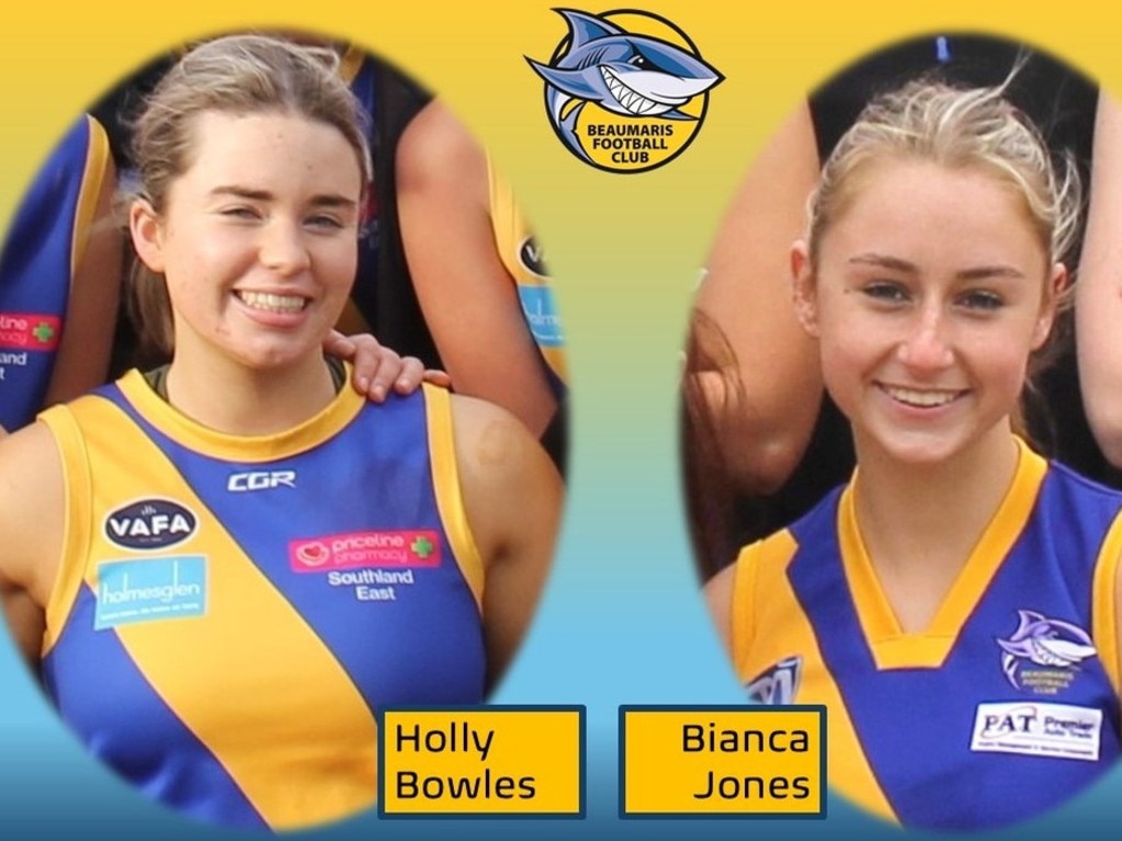 Beaumaris Football Club president Nick Heath said Bianca Jones and Holly Bowles were cherished and highly respected members" of the community.