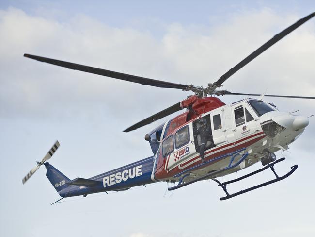 Emergency Services helicopter brings in Accident victim to Cairns Base Hospital