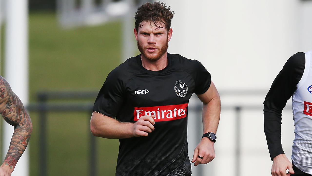 Collingwood’s Taylor Adams is still a ways away from returning to the field. (Photo by Michael Dodge/Getty Images)