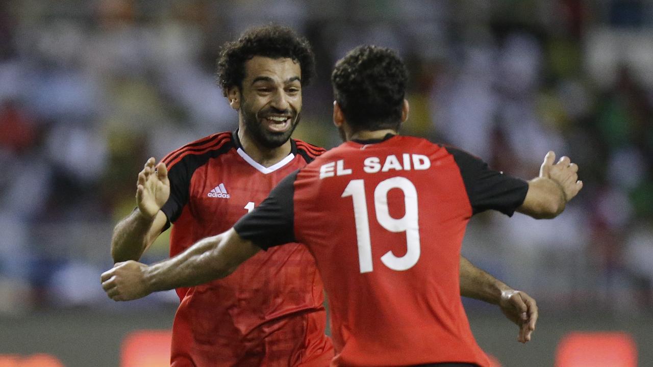 Egypt's Mohamed Salah, left