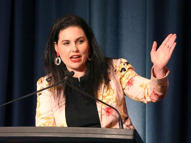 Qld Labor State Secretary Kate Flanders, speaking at the ALP Post Budget Lunch, at the Convention Centre, Sth Brisbane, on Wednesday 22nd June 2022 - Photo Steve Pohlner