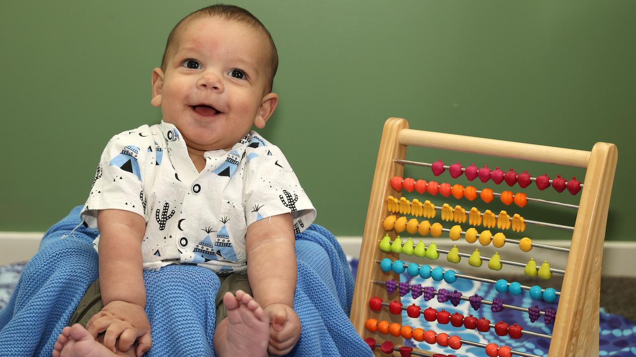 Dante Baira, 8 months, was one of many Geelong babies born in 2023 as nationally less babies were born year on year. Picture: Alison Wynd