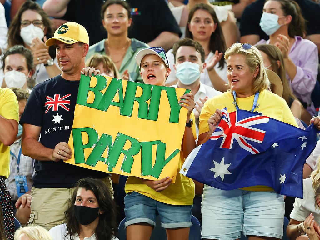 The Barty Party was in full voice on Rod Laver Arena. Picture: Getty Images