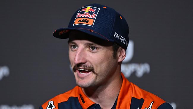 PHILLIP ISLAND, AUSTRALIA - OCTOBER 19: Jack Miller of Australia and the Red Bull KTM Factory Racing Team speaks to the media ahead of the 2023 MotoGP of Australia at Phillip Island Grand Prix Circuit on October 19, 2023 in Phillip Island, Australia. (Photo by Quinn Rooney/Getty Images)