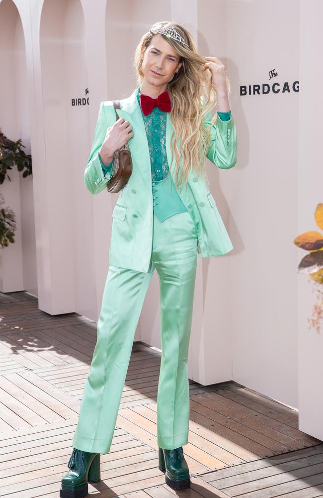 Christian Wilkins arrived at the 2022 Lexus Melbourne Cup at Flemington Racecourse. Picture: Jason Edwards