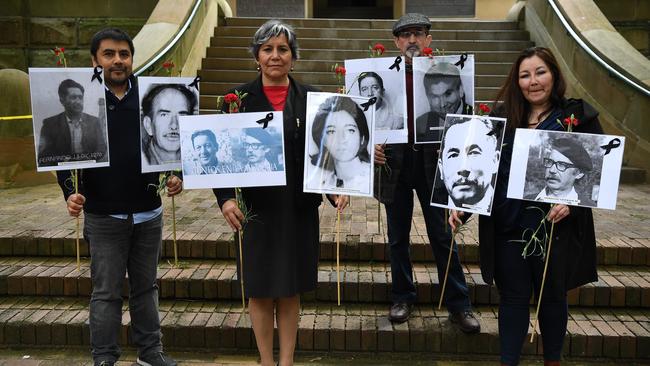 Members of the Chilean Australian community from the National Campaign for Truth and Justice in Chile outside Central Local court in Sydney in September. Picture: NCA NewsWire/Joel Carrett