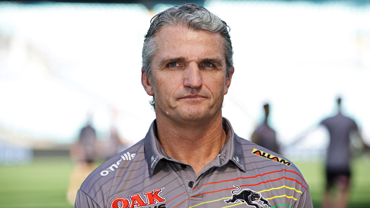 WEEKEND TELEGRAPH SEPEMBER 30, 2023. Penrith Panther coach Ivan Cleary speaking to the media at their Captainâ&#128;&#153;s Run at Accor Stadium in Homebush. Picture: Adam Yip