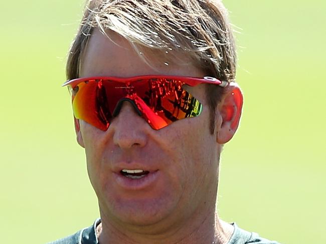 CAPE TOWN, SOUTH AFRICA - FEBRUARY 27: Shane Warne speaks to players during an Australian nets session at Newlands Stadium on February 27, 2014 in Cape Town, South Africa. (Photo by Morne de Klerk/Getty Images)