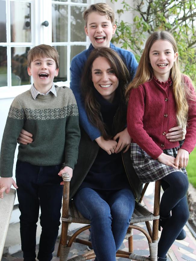 Kate issued a rare personal apology on social media for editing this Mother’s Day picture. Picture: Prince of Wales/Kensington Palace