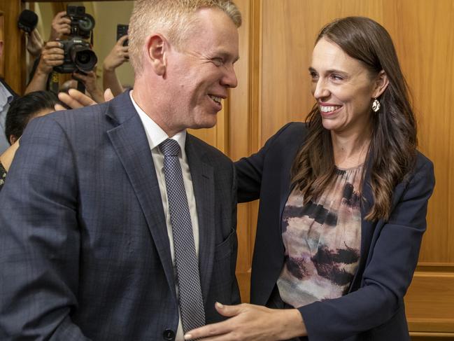 Prime Minister Jacinda Ardern and new Labour Party leader Chris Hipkins arriving for their caucus vote at Parliament, Wellington. 21 January, 2023. NZ Herald photograph by Mark Mitchell